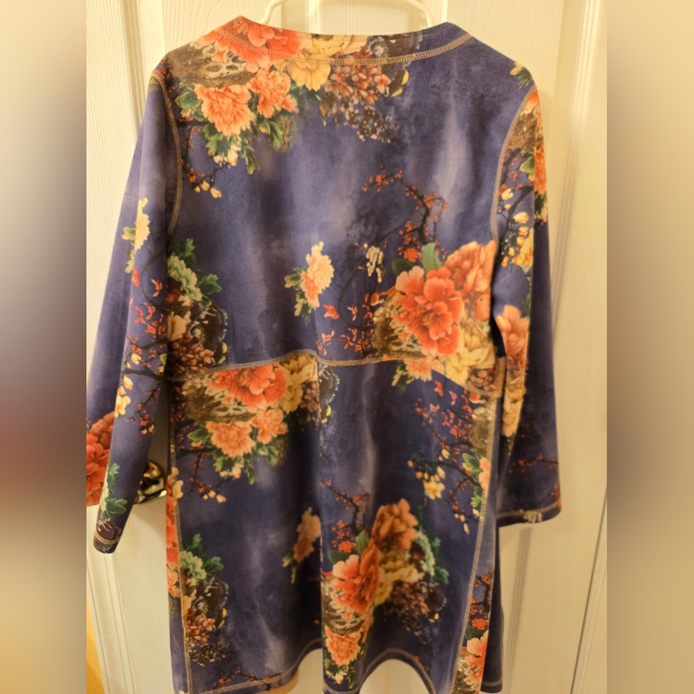 Solitaire Floral Women's Jacket - Blue and Orange - Picture 3 of 5